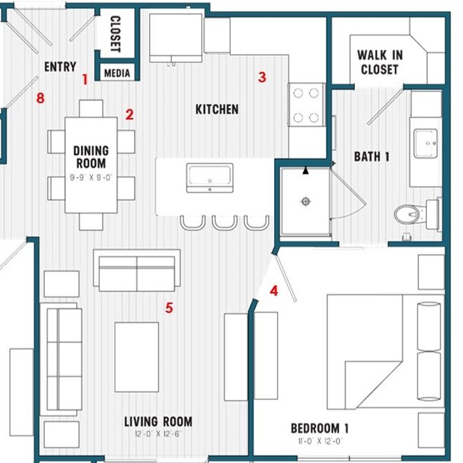 A floor plan of an apartment